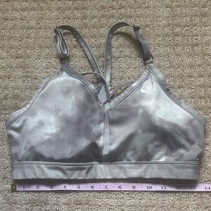 Nike Gray Tie Dye Strappy Sports Bra Medium Support Adjustable Straps Size M